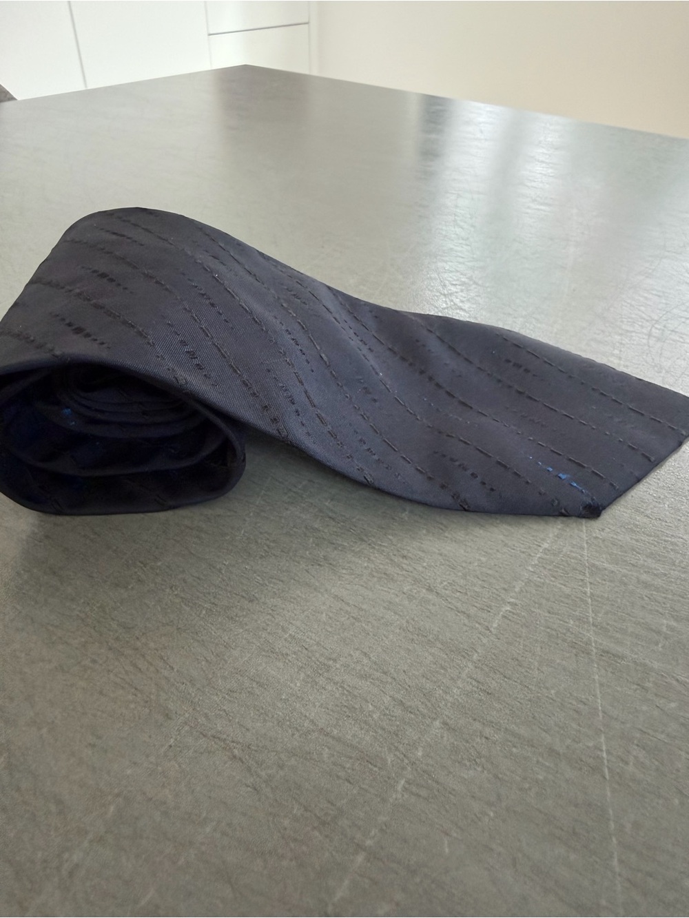 Hugo Boss Dark Navy Textured Stripe Silk Tie